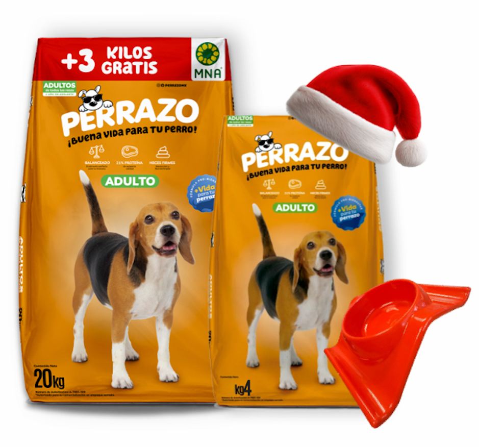 Perrazo Adulto 20kg regalo 3kg + Perrazo Adulto 4kg + 1 plato