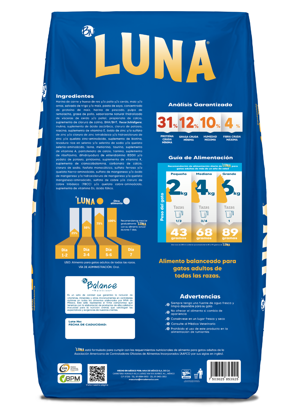Luna croquetas para gato 3 kg