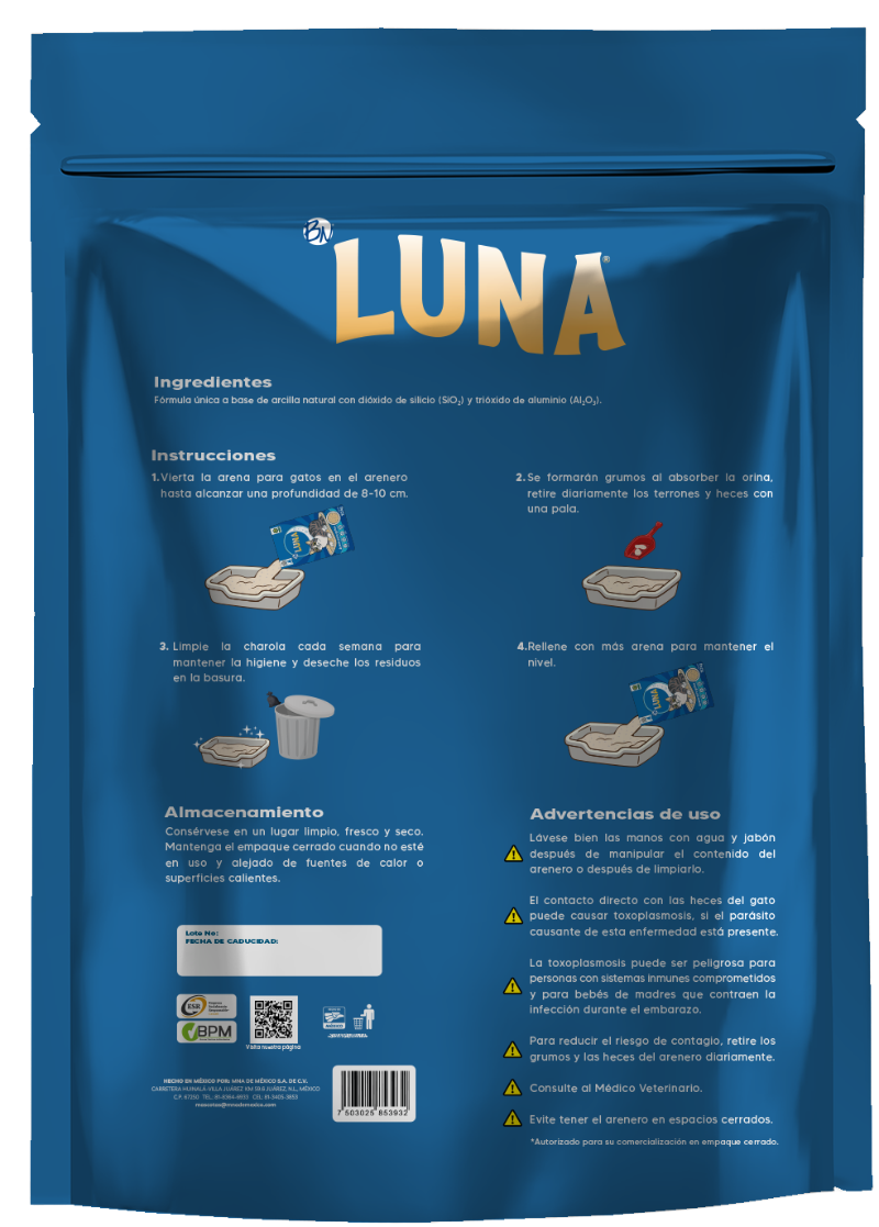 Arena para gatos Luna aroma LAVANDA 5 kg