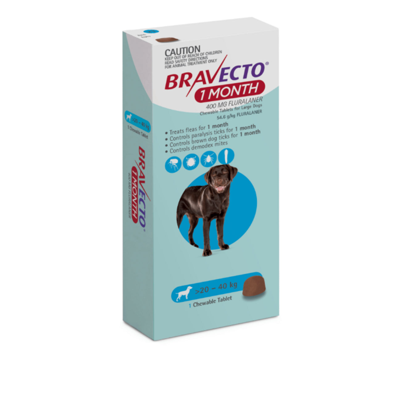 Bravecto desparasitante externo PERROS, 1 tab. 1 mes