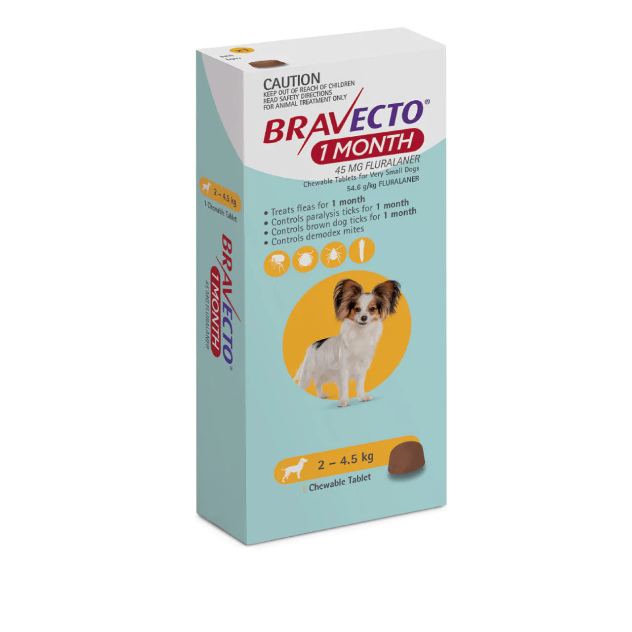 Bravecto desparasitante externo PERROS, 1 tab. 1 mes