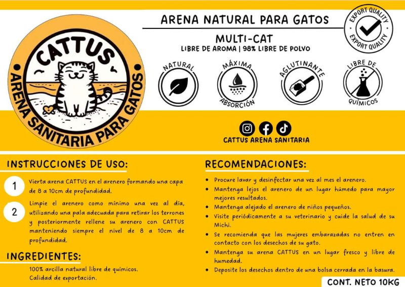 Arena para gato CATTUS 10 kg