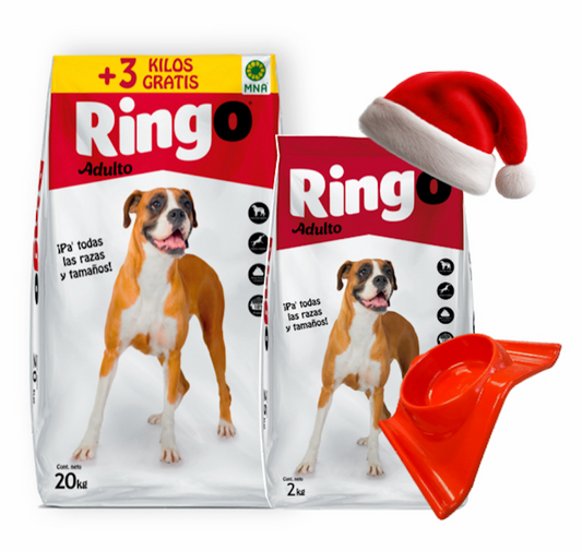 Ringo Adulto 20kg regalo 3kg + Ringo Adulto 2kg + 1 plato