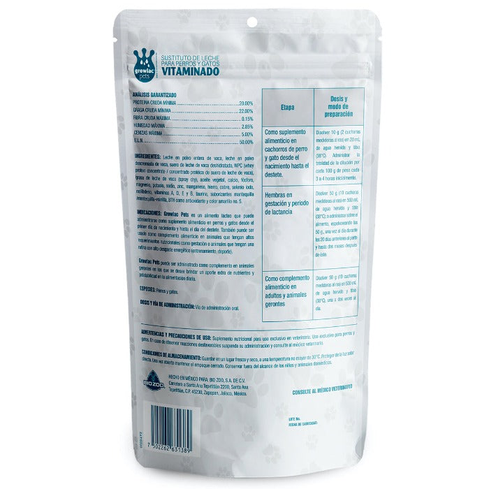 Sustituto de leche para cachorros Growlac 450 gr