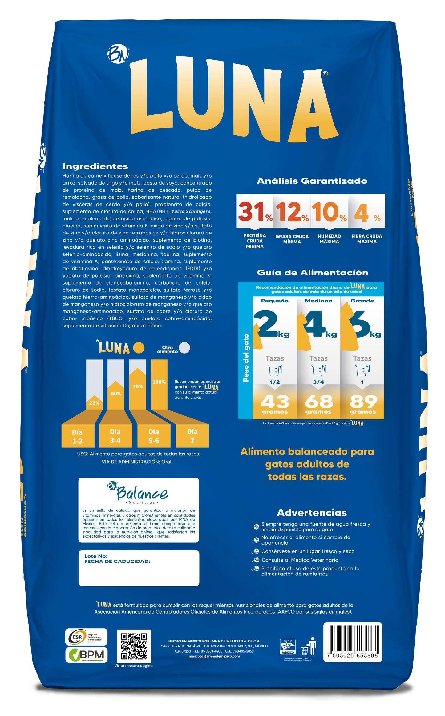 Luna croquetas para gato 15 kg